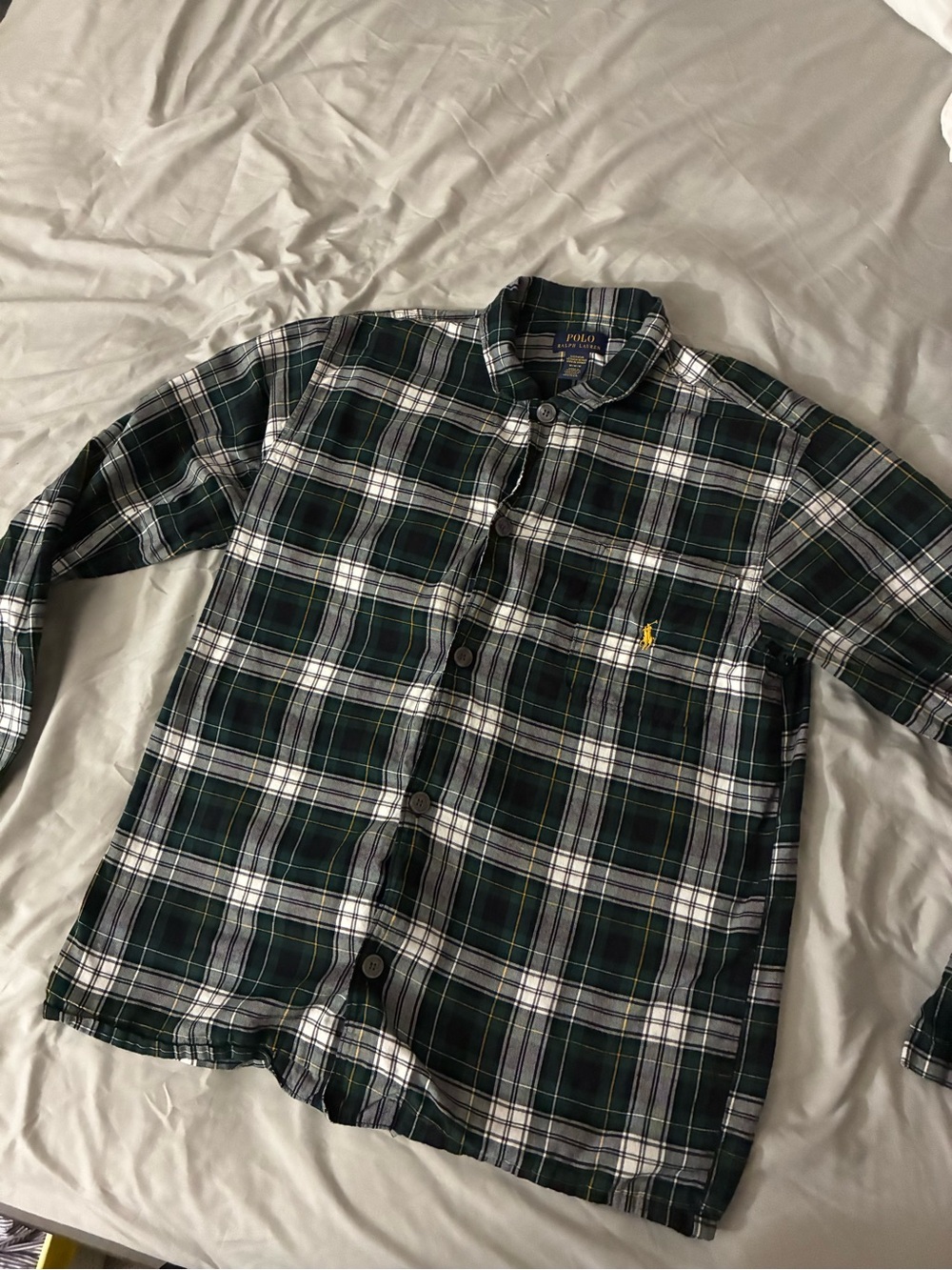 Polo by Ralph Lauren Dark Green and White Plaid Button-Down Shirt